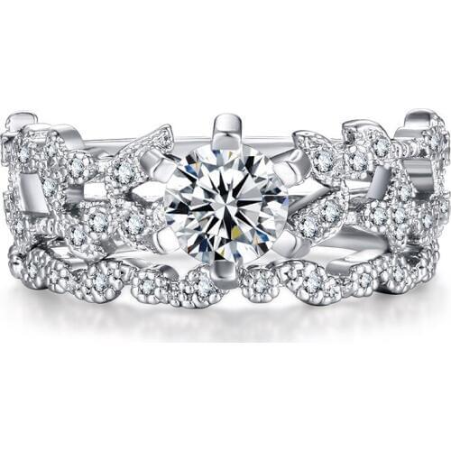 Hollow Women Wedding and Engagement Ring Set 925 Sterling Silver Jewelry Fashion Cubic Zirconia Rings Sets Drop Shipping