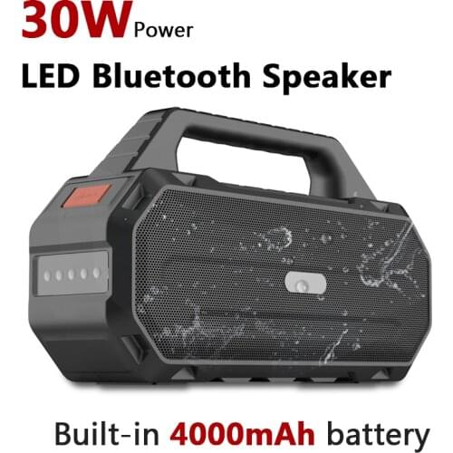 30W High Power Portable Bluetooth Speaker Outdoor Wireless Column Subwoofer Soundbar Waterproof Super Bass Music Center AUX TF