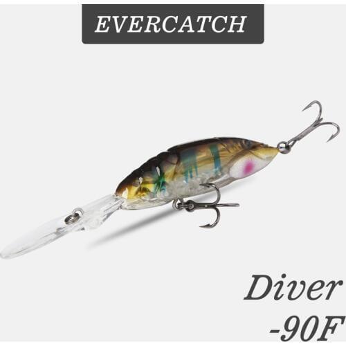 Evercatch 90mm/8g deep diving crankbait floating wobblers rattlin chatterbait fishing hard lure for pike bass perch walleye