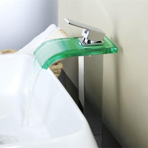 Free shipping Luxury chrome LED basin sink faucet with single handle LED kitchen sink faucet and solid brass LED water faucet