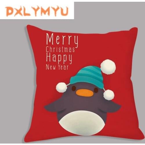 Nordic Christmas Decoration New Year Reindeer Penguin Printed Cushion Covers Pillow Case Soft Pillow Covers for Sofa Home Decor