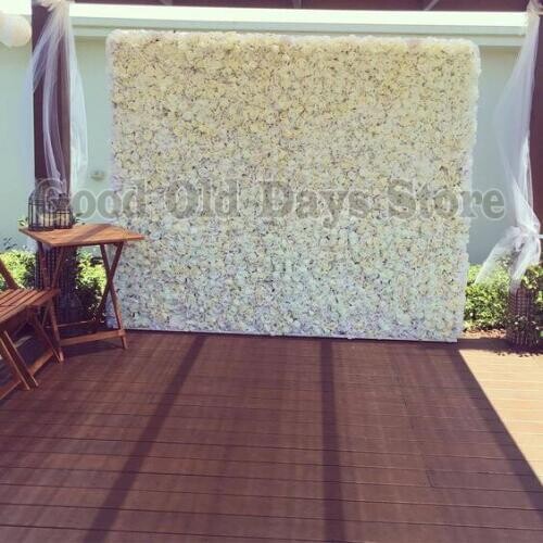 Ivory wedding flower wall artifical silk roses flower backdrop Wedding stage decoration