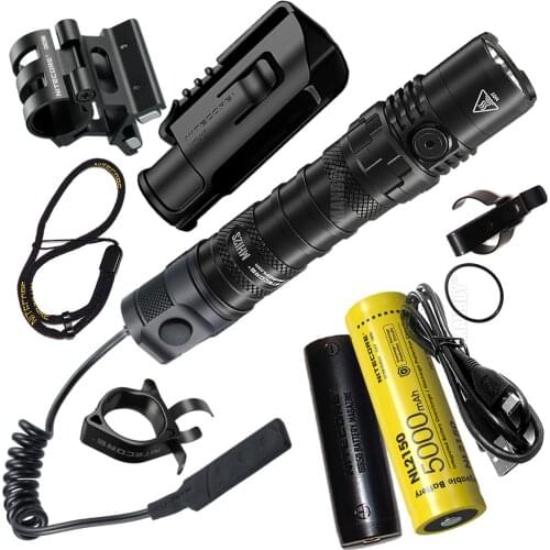 Nitecore MH12S 1800 Lms LED Rechargeable Flashlight+ GM02MH Gun Mounts+ RSW3 Remote Switch+NTR10 Tactical Ring+ 5000mAh Battery