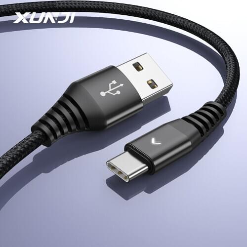 XUNJI Type C USB Cable 3A Fast Charging Data Cord For Samsung S10 S9/Xiaomi mi9 10 Pro/Huawei Mobile Phone