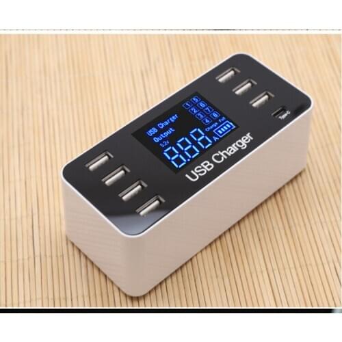 8 Ports Fast Charging USB Charger QC3.0 Quick Charge Type C Smart Charger Station LCD Digital Display USB Multi-port for Phone