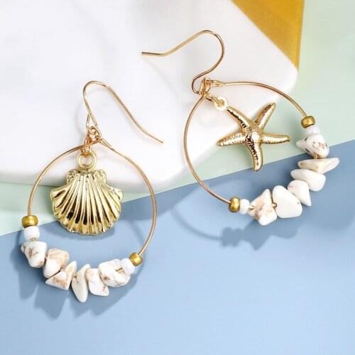 Sea Shell Earrings for Women Gold Color Trendy Metal Shell Cowrie Statement Dangle Earrings 2020 New Summer Beach Jewelry