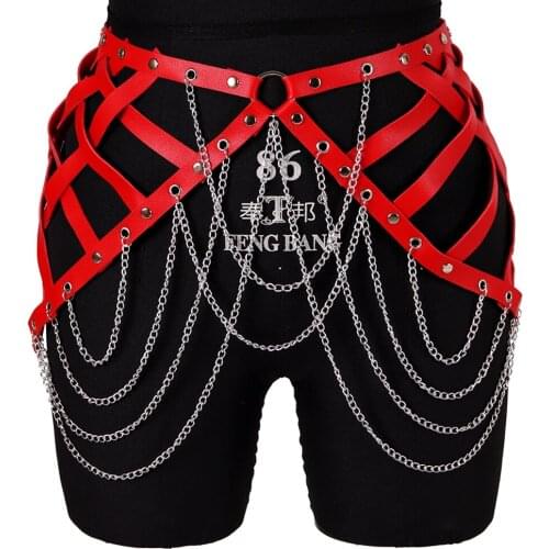 Punk Suspender Strap Belts Harajuku Women Adjust PU Leather Garter Belt Elasticity Body Harness Sexy Tight Leg Harness Bondage