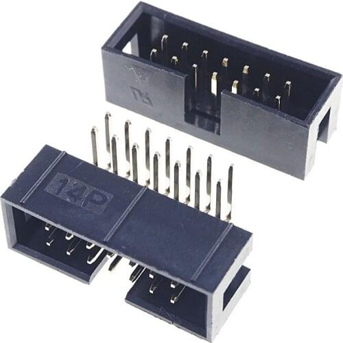 1000 Pcs Shrouded Box header IDC Socket 2.54mm 2x7 Pin 14 P Right Angle Male square pin 0.64mm 2 rows 2.54 Through hole DIP