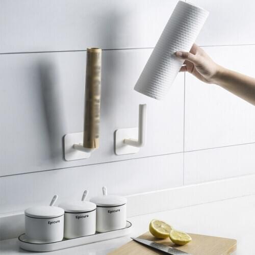 2pcs Kitchen Cling Film Rack Without Punching Wall-Mounted Multi-Function Roll Paper Storage Rack Fresh-Keeping Bag Pot Lid Rack