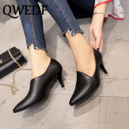 2019 Women Sexy High Heel Shoes Patent Leather woman Single Shoes Shallow Mouth Thin slip on Work bottom Wedding Shoes SL-01