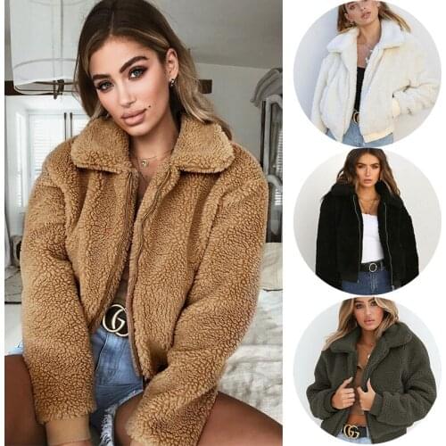 2020 Winter Fashion Multicolor Zipper Fur Jacket Warm Soft Thick Fur teddy coat For Office Ladies furry coats fleece jacket Y2