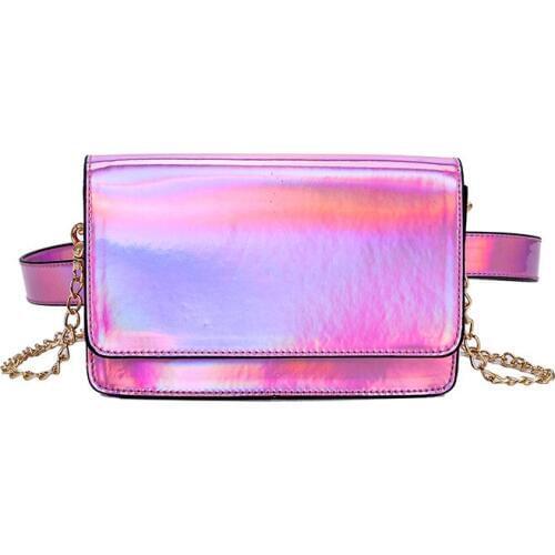 4PCS / LOT Laser Chain Waist Bags Women Girls Fashion Card Holder Multifunction Crossbody Chest Bags Cube Waist Pack