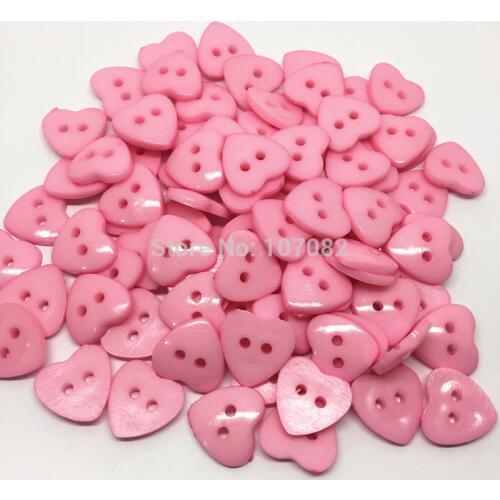 400pcs 15mm Pink Heart Buttons 2 Holes Nylon Sewing Button Garment Accessories Scrapbooking Embellishments