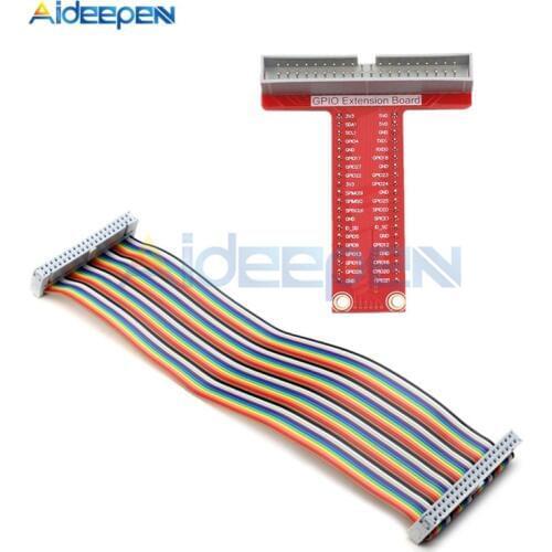 40Pin GPIO T-Shaped Breakout Extention Board Adapter Plate + 40Pin GPIO Cable DIY Kit For Raspberry Pi 2 3 B