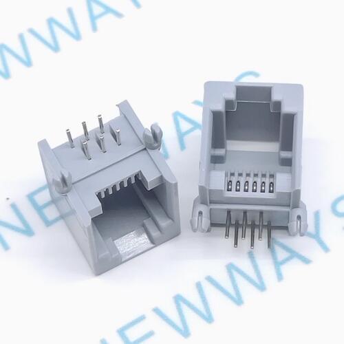 50Pcs/Lot Rj12 Socket Telephone 90 Degrees 6Pin Crystal Female 6P6C Socket