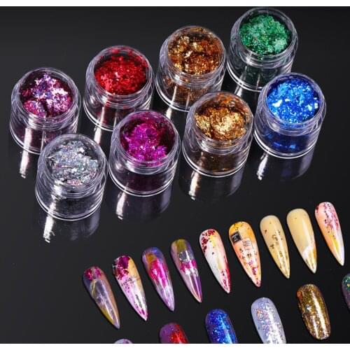 8Pcs Nail Sequins Irregular Flakes Shiny Paper Women Long Lasting Shiny Makeup 8 Colors Nail Art Sequin for Party Sparkly Sequin