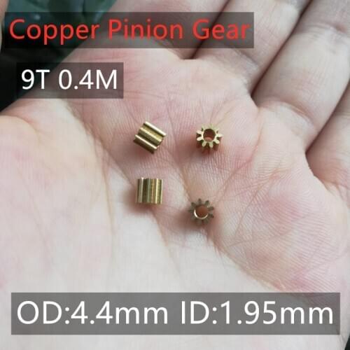 Free Shipping 91A 92A 91.5A 0.4M Copper Pinion Gear 9 Teeth 2mm 1.5mm 1mm Shaft Metal Gears Motor Parts Accessory 4pcs/lot