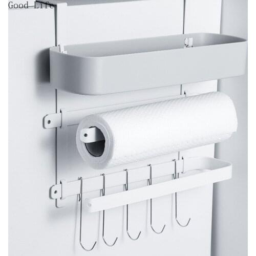 Punch-Free Refrigerator Side Storage Rack Cling Film Shelf Kitchen Supplies Hanging Hooks