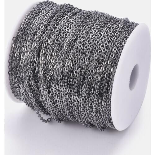 100m/roll 3x2x0.6mm Lead Free Oval Unwelded Iron Cross Chains Come On Reel Popular for DIY Jewelry Necklaces Bracelets MakingF80