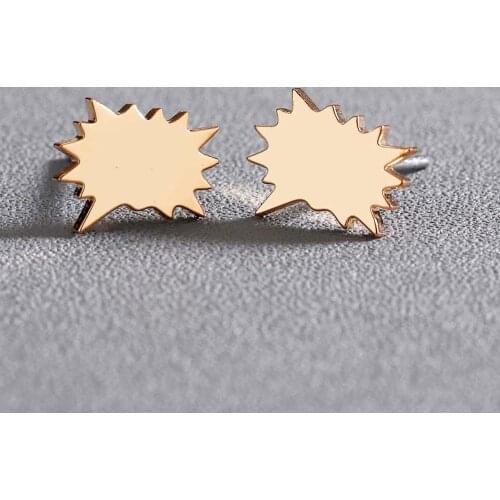 CHENGXUN Fashion Boom Dialog Box Stud Earrings for Women Girls Brass Geometric Earrings Simple Style for kids Gift
