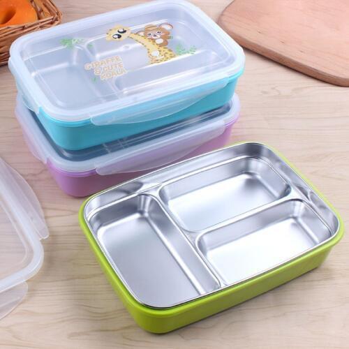 Children Kids Lunch Box Stainless Steel Picnic Office School Food Container Microwavable Thermal Crisper Bento Box