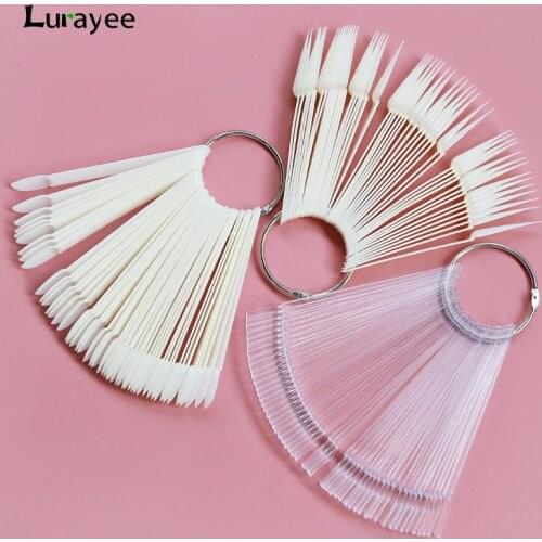 Lurayee Nail Display Sticks Clear Natural Colors Nail Swatch False Nail Tips Nail Gel Polish Practice Display Board for Nail Art