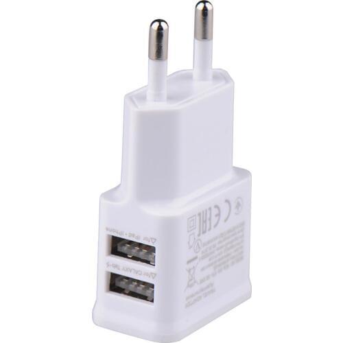 Dual USB Prot Charger Adapter for iPhone/ Samsung Cell Phone Charging EU Plug