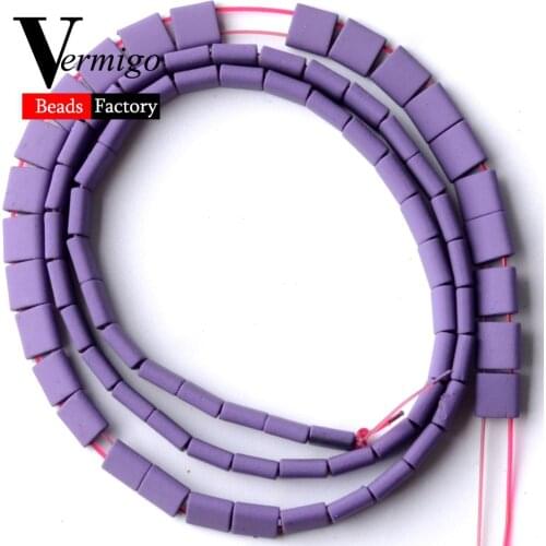 Purple Square Double Hole Nanotech Rubber Hematite Beads For Jewelry Making 5*5mm Spacer Beads Diy Bracelets Accessories 15