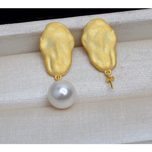 Fashion 925 Sterling Silver Earrings Findings Mountings Settings Jewelry Parts Fittings for Coral Jade Agate Beads Crystal