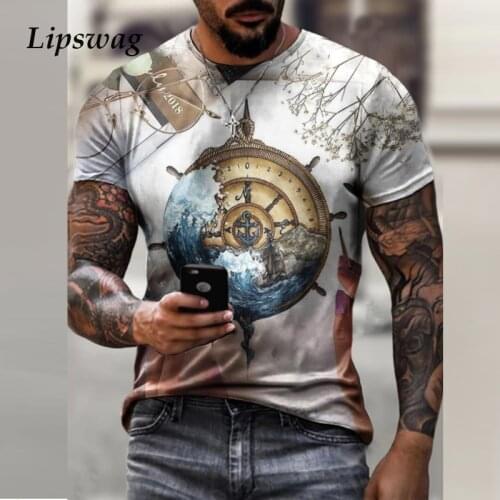 Retro Pattern Printing Mens Casual Tee Shirts Summer O-Neck Tops Pullovers 2021 Fashion T-Shirts Men Clothes Harajuku Streetwear