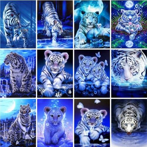 HUACAN 5d Diamond Painting DIY Tiger Full Square Diamond Mosaic Cross Stitch Animal Handmade Gift Home Decor