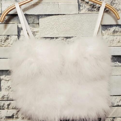 2021 soft Feather Camisole New Autumn and Winter White Vest Tube Crop Tops Women Sexy Short Bustier Camis