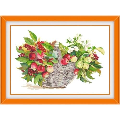 Fruit basket cross stitch kit flower fruit aida fabric 18ct 14ct 11ct unprint canvas cotton thread embroidery kits DIY
