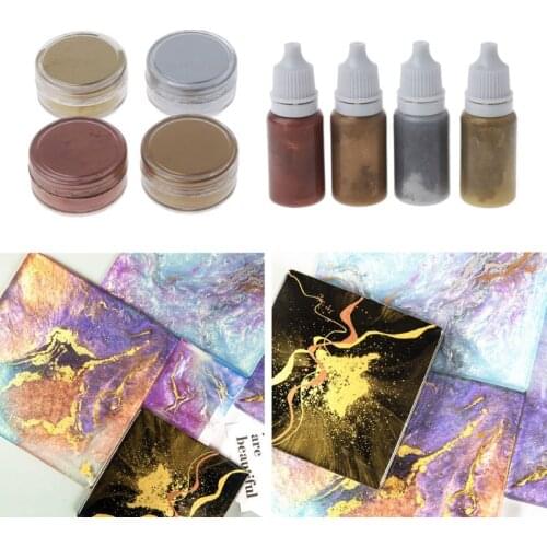 4 Colors Metal Brozne Golden Pearl Powder Epoxy Resin Colorant Glitter Marble Metallic Pigment Resin Dye Jewelry Making Tools