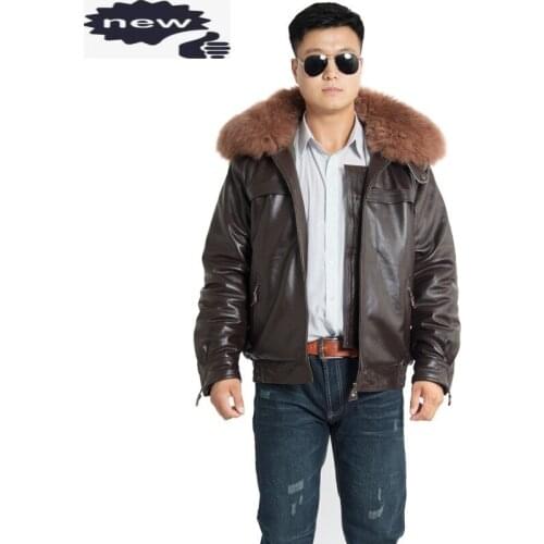 Winter Men Cotton Padded Warm Pilot Wool Fur Collar Coat Cowhide Genuine Leather Jacket Motorcycle Windproof Overcoat 6XL