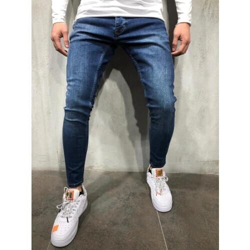 Mens Elastic Tight Legged Jeans Golden Classic Three Colors Hiphop Trousers Brand Slim Casual Ripped Jeans