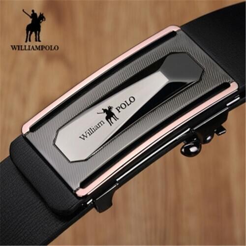 WilliamPOLO Famous Brand Belt New Male Designer Automatic Buckle genuine Leather men belt Luxury belts for men Ceinture Homme