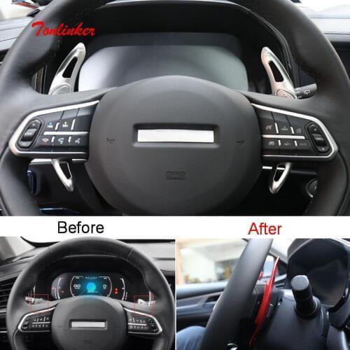 Tonlinker Interior Steering wheel shift paddle Cover Stickers for Haval F7/F7X 2018-19 Car Styling 1 PCS Aluminum Cover stickers