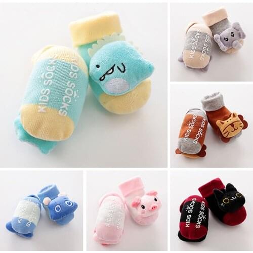 Newborn Baby Socks Boy Girl Floor First Walkers Booties Cotton Doll Warm Socks Tollder Cartoon Baby Anti-Slip Shoes Winter