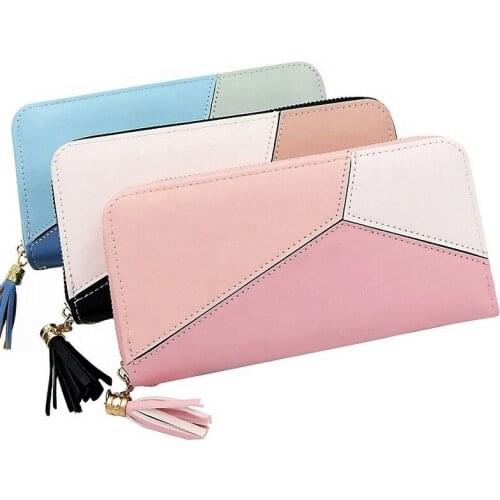 New Design High Quality Hot Sale Women Long Model PU Leather Card Holder Wallets for lady