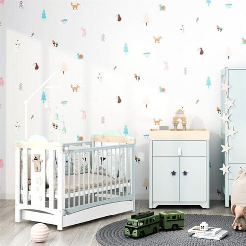 WELLYU Childrens room wallpaper boy girl room princess powder warm cartoon animal girl bedroom Nordic style hotel wallpaper