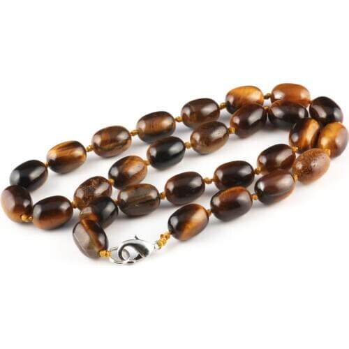 Natural Stone Beads Tiger Eye Necklace 10x14mm 21colors Quartz Stone Necklaces Choker Birthday Gift