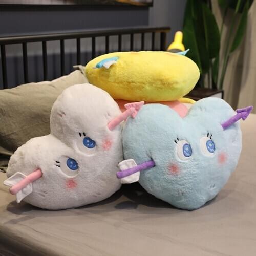 Valentines Day Present Plush Toy Cartoon Sweet Big Eyes Heart Soft Cushion For Car Sofa Pillow Arrow Piercing The Heart Gift