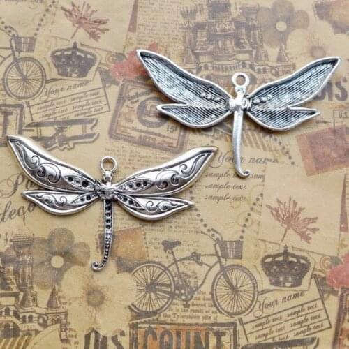 2pcs/Lot 51x78.6mm Antique Silver Color Dragonfly Charms Pendant For Jewelry Making DIY Jewelry Findings