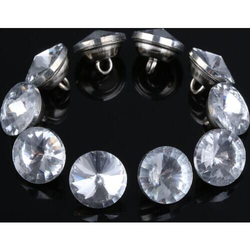 10Pcs 14mm Diamond Crystal Buttons Upholstery Nails Decorative Button Studs Clothing Sofa Craft Sewing Accessory Furniture Parts