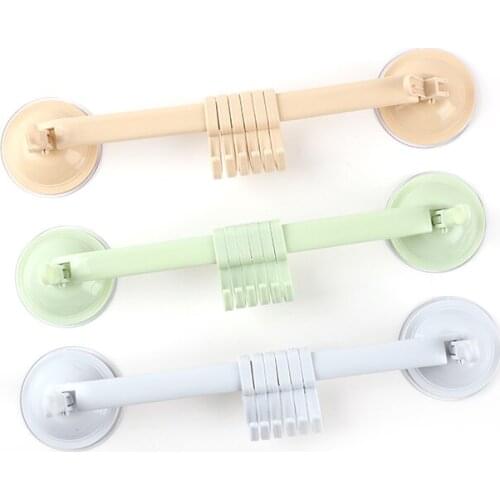 Adjustable Hook Rack Double Suction Cup Towel Rack Hanging Shelves Hook Holder Lock Type Sucker Kitchen Bathroom Accessories