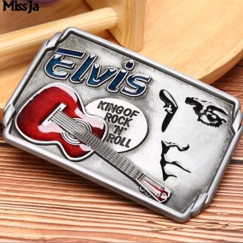 Guitars The King of Rock and Roll Elvis guitar music jeans gift belt buckle for Mens Belt Buckle Suitable Wide Belt