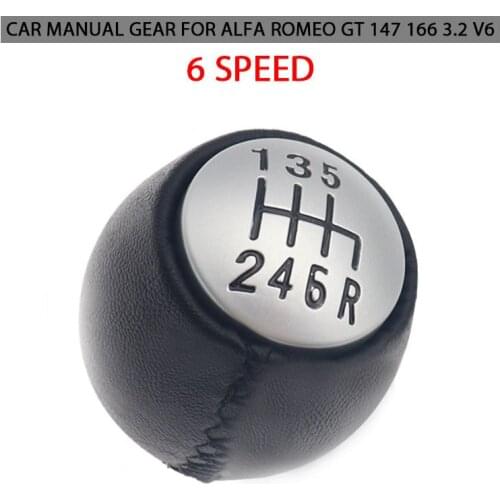 6 Speed PU Leather Car Auto Manual Gear Shift Knob Lever Shifter Handball Round For Alfa Romeo GT 147 166 3.2 V6