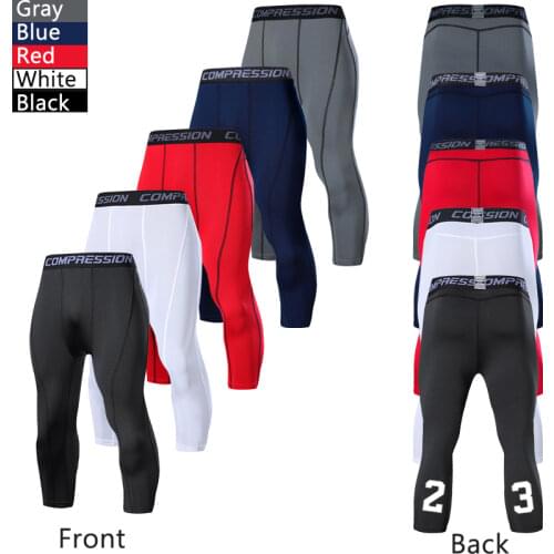 Gym Running Cropped Pants Mens Joggings Elastic Compressions Sweatpant Football Basketball Racing Workout Leggings Male