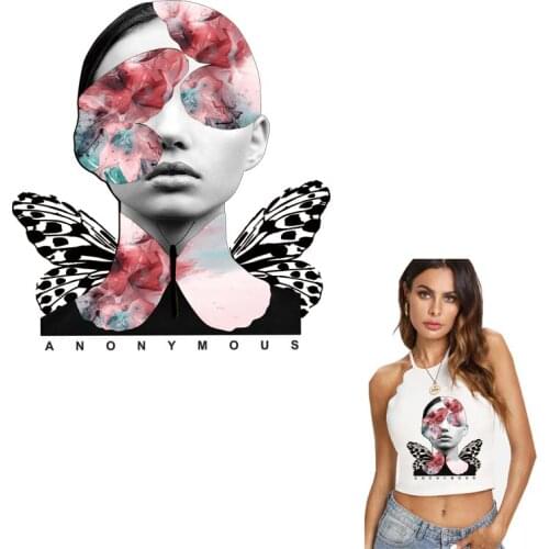 Thermo Sticker On Clothes Beautiful Butterfly Girl Strips Heat Transfers Iron On Patches For Clothing T-shirt Jeans Accessory
